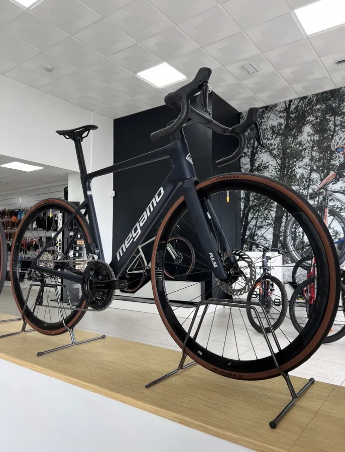 Rental road bike on display in the shop